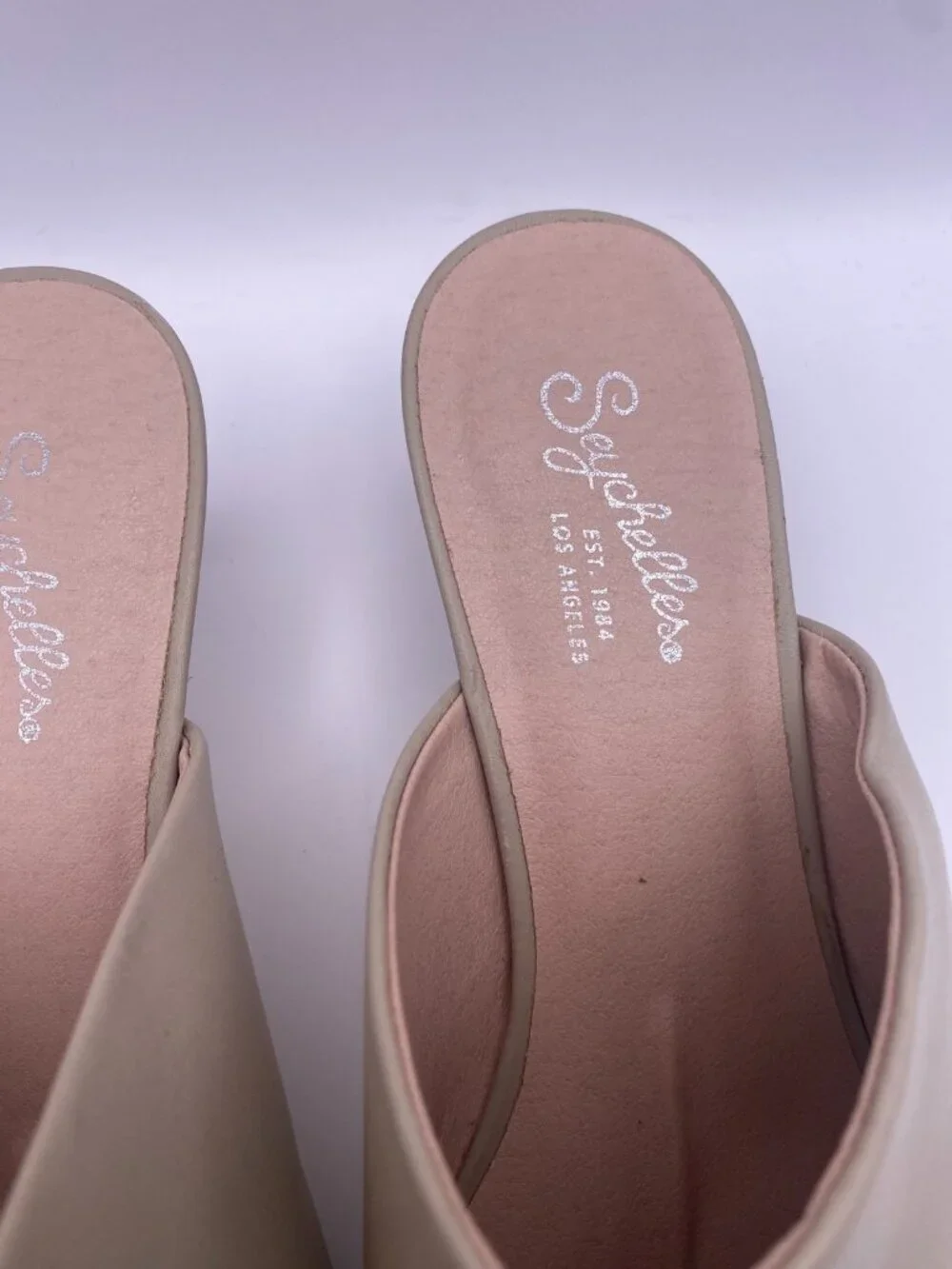Seychelles Women's Obsession Beige Leather Pointy Toe Heel Mule Sz 10